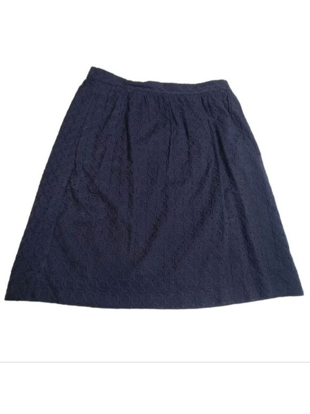 J Crew Factory Navy Eyelet Pencil Skirt Women's Size 8 Lace Overlay Lined